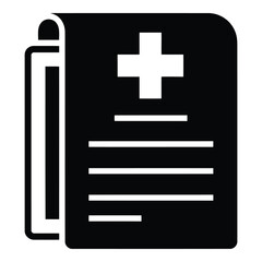 Obraz premium Silhouette vector art of medical record document with a cross isolated on white background