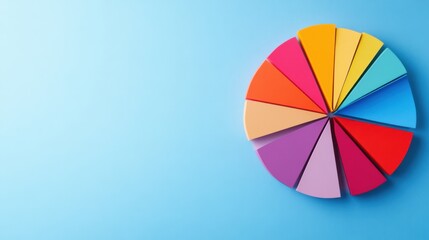 Obraz premium Colorful Paper Segments on Blue Background for Creative Projects