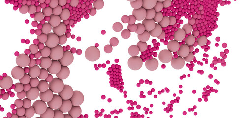 Pink and magenta spheres scattered on white background. Ideal for presentations or websites needing a modern, abstract design.