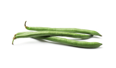 Fresh green pea pods isolated on white