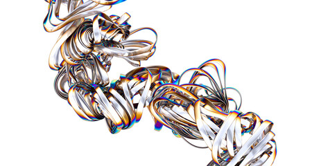 High-resolution image of abstract iridescent metal ribbons, perfect for backgrounds or design...