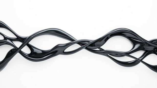 Abstract Black Pathways on Transparent Background