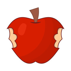 Red Apple with Two Bites Vector Illustration. Perfect for food related designs, healthy lifestyle concepts, educational materials or childrens illustrations.