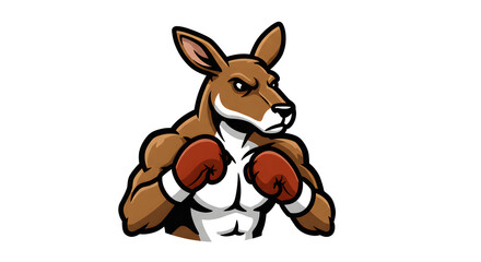 Fierce boxing kangaroo animal character, a powerful vector illustration logo concept for a sports mascot.