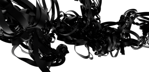 High-resolution image of abstract black ribbons swirling in a dynamic composition. Perfect for backgrounds and design projects.