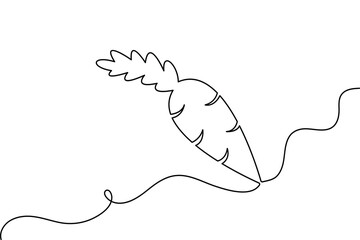 Fototapeta premium Carrot outline vector continuous line art in modern minimal style