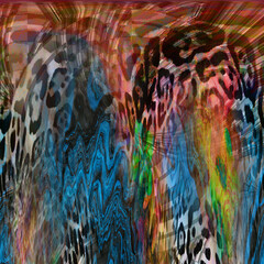 Colorful fashion print leopard designs.Fabric fashion pattern.Wave textile print design,illustration.Fractal colorful pattern.Print pattern illustration.New season fabric print.Textile fashion pattern