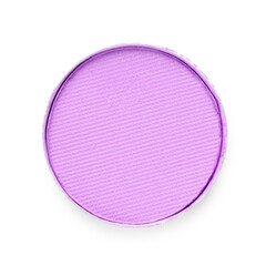 Eye shadow refill pan for palette isolated on white, top view. Violet shade