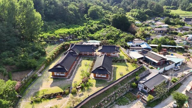 South Korea &ndash; Daegu Donghwasa Monastery Buddhism Mountains Drone 4K