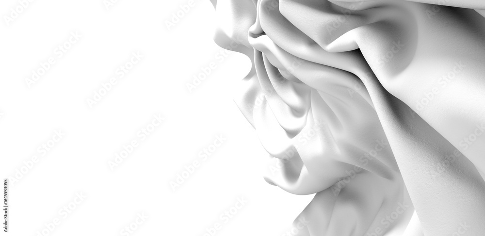 Poster abstract image of white fabric with soft folds and drapes. perfect for backgrounds or textures.