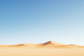 Minimalist desert landscape with golden sand dunes under clear blue sky and soft lighting, ideal for background or copyspace use. Ai generative. Ai generative
