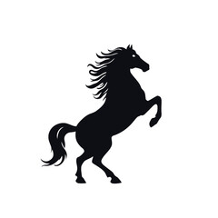 Running wild black horse silhouette vector illustration