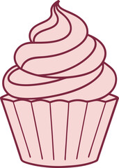 Pastel cupcake swirl frosting line drawing dessert