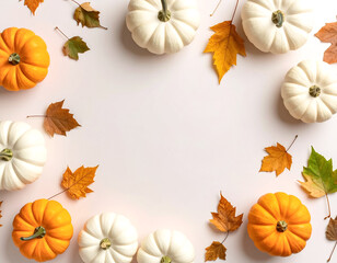 autumn leaves and pumpkins