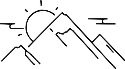 line art illustration of  minimalist mountain range line art 