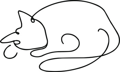 line art illustration of  cat line art minimalist pet silhouette one line drawing sleeping cat 