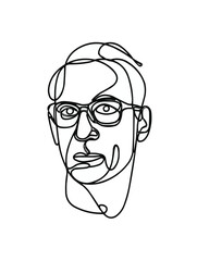 line art illustration of  man face line art abstract portrait 