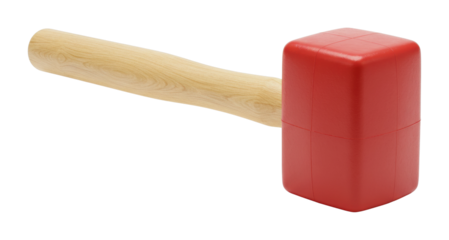 Using a rubber mallet for diy projects home workshop indoor setting tool application. Cut out png