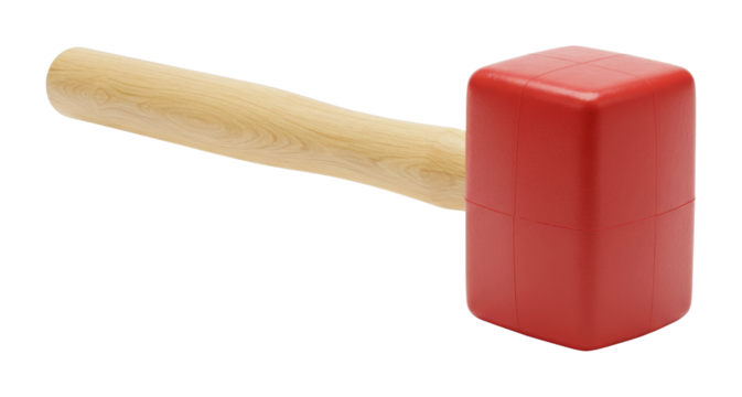 Using a rubber mallet for diy projects home workshop indoor setting tool application. Cut out png