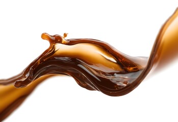 Vibrant brown paint fluid flowing on a white background, Brown liquid creates a visual effect