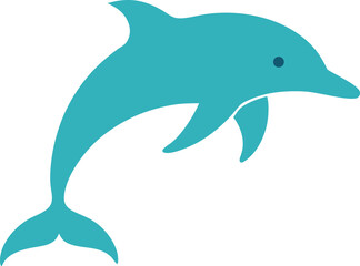 Fototapeta premium Turquoise dolphin leaping pastel aqua silhouette blue
