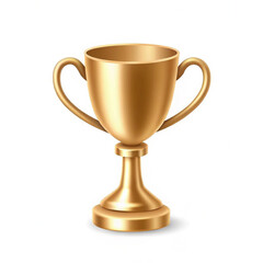 Golden Trophy Cup with Handles isolated on a transparent background