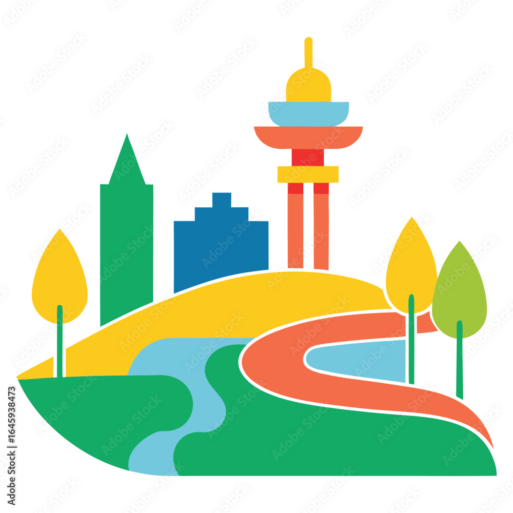 Poster vector art of colorful gear with a circular pattern inside, representing technology and innovation