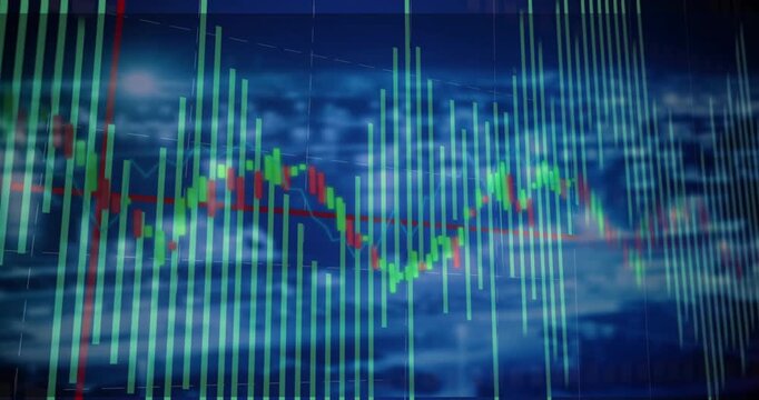 On update candlestick chart elongating green bars and shrinking red bars visualizing market trend
