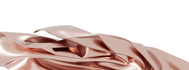 Elegant rose gold fabric flowing, perfect for luxury branding or fashion designs. Abstract background.