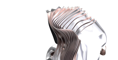 Stunning abstract art featuring flowing silver and rose gold fabric. Perfect for modern design.