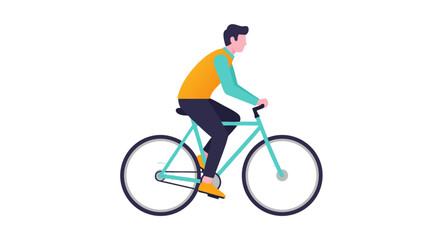 Fototapeta premium Modern illustration of a male cyclist riding a bicycle promoting healthy lifestyle and eco-friendly transportation option in an urban setting