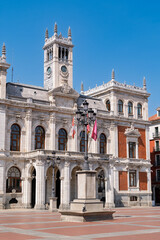 Valladolid, Spain – View of the city hall in the main square during the day.