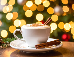 cup of coffee with christmas cookies