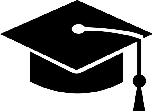 Cap icon. Black Graduation Cap. Education and Graduation Line Icon, Outline Vector Symbol Illustration. Pixel Perfect Editable Stroke. college graduation cap isolated on white background