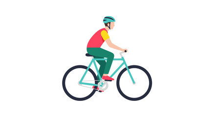 Fototapeta premium Minimalist depiction of a cyclist, vector illustration style on an isolated white background illustrating a healthy, active lifestyle