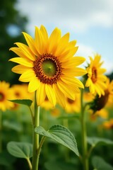 Fototapeta premium Close-up sunflowers, intense color, summer texture, sun, petals