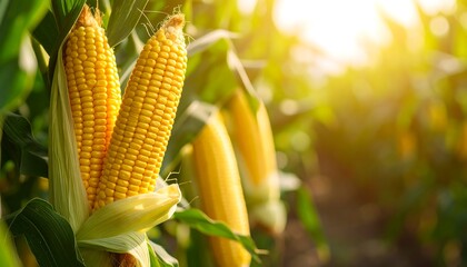 Obraz premium Ripe Corn in Sunny Field.