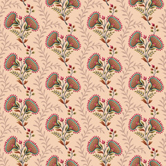 Abstract seamless color full paisley flower leaf bunch pattern