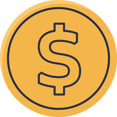 Golden dollar coin icon