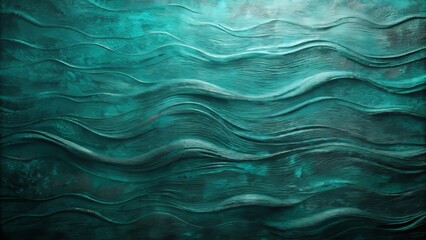 Obraz premium Textured teal wave pattern with metallic sheen, evoking ocean depths and natural beauty