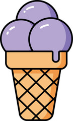 Purple ice cream cone sweet summer treat