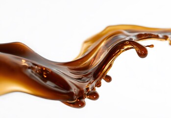 Vibrant brown paint fluid flowing on a white background, Brown liquid creates a visual effect