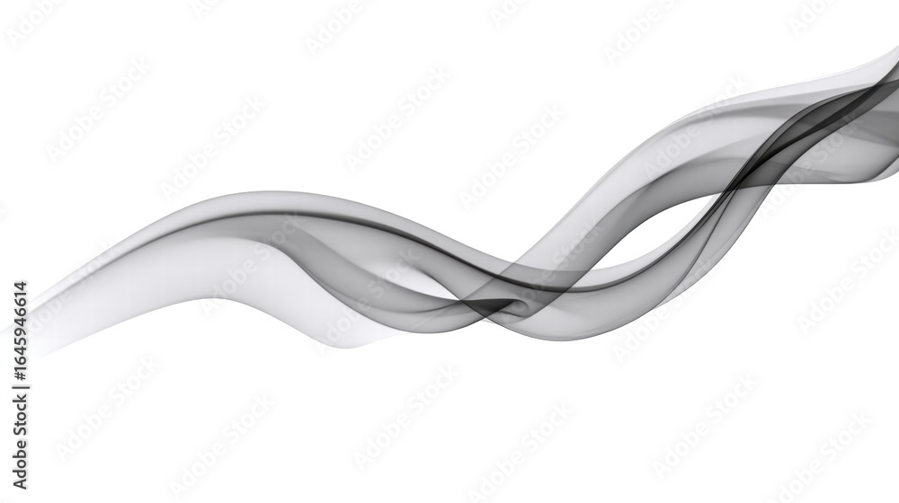 Poster isolated black smoke wave on transparent background with smooth flowing lines and curves