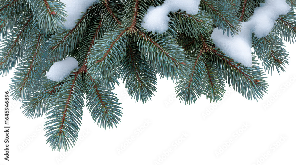 Poster christmas isolated pine branch with snow on transparent background creating winter mood