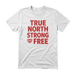 Celebrating freedom true north strong and free t-shirt urban setting apparel vibrant colors creative concept. Cut out png