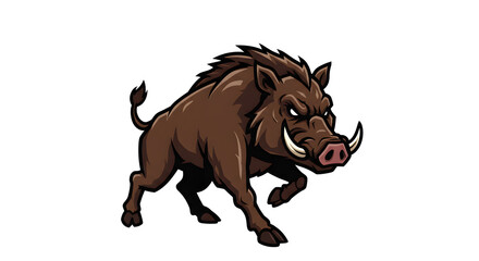 Obraz premium Aggressive 3D Vector Cartoon Wild Boar Animal Illustration