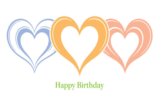 Pastel hearts with happy birthday isolated on white background, perfect for creating a sweet and charming greeting card or invitation for a special birthday celebration - Powered by Adobe