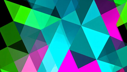 Fototapeta premium Abstract Composition of Colorful Triangular Shapes in Vibrant Shades of Green, Blue, and Pink
