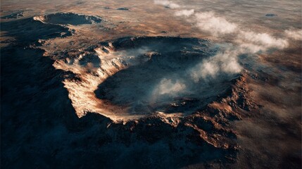 Volcanic crater aerial view