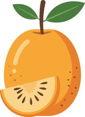 Fresh passion fruit slice and whole fruit illustration